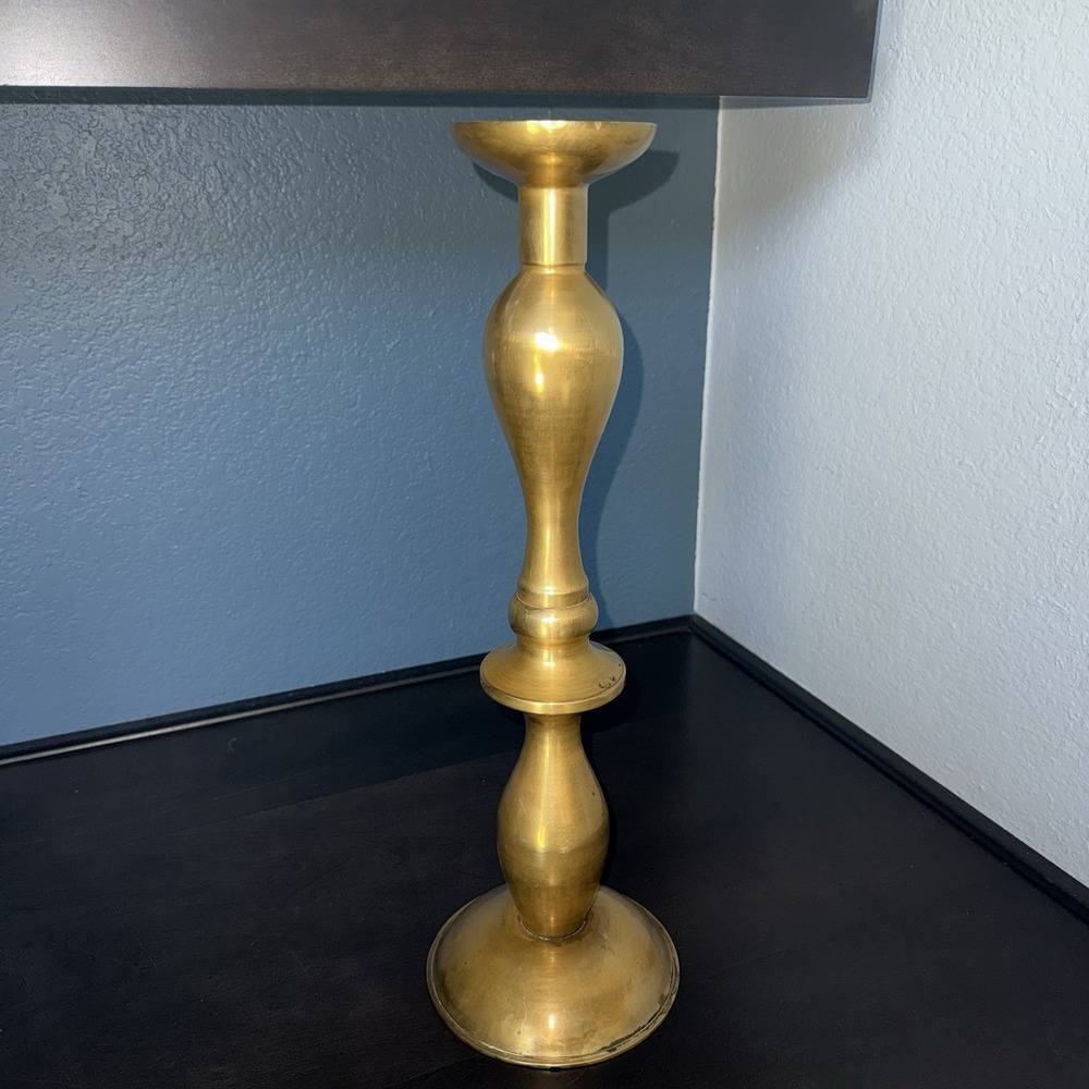 17" Brass Candlestick‎ Hollow (lamp?) Vintage MCM